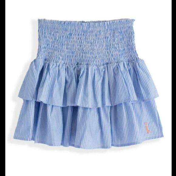 Southern Saint Ladies Seersucker Chambray Ruffle Skirt Size XL - Picture 2 of 8